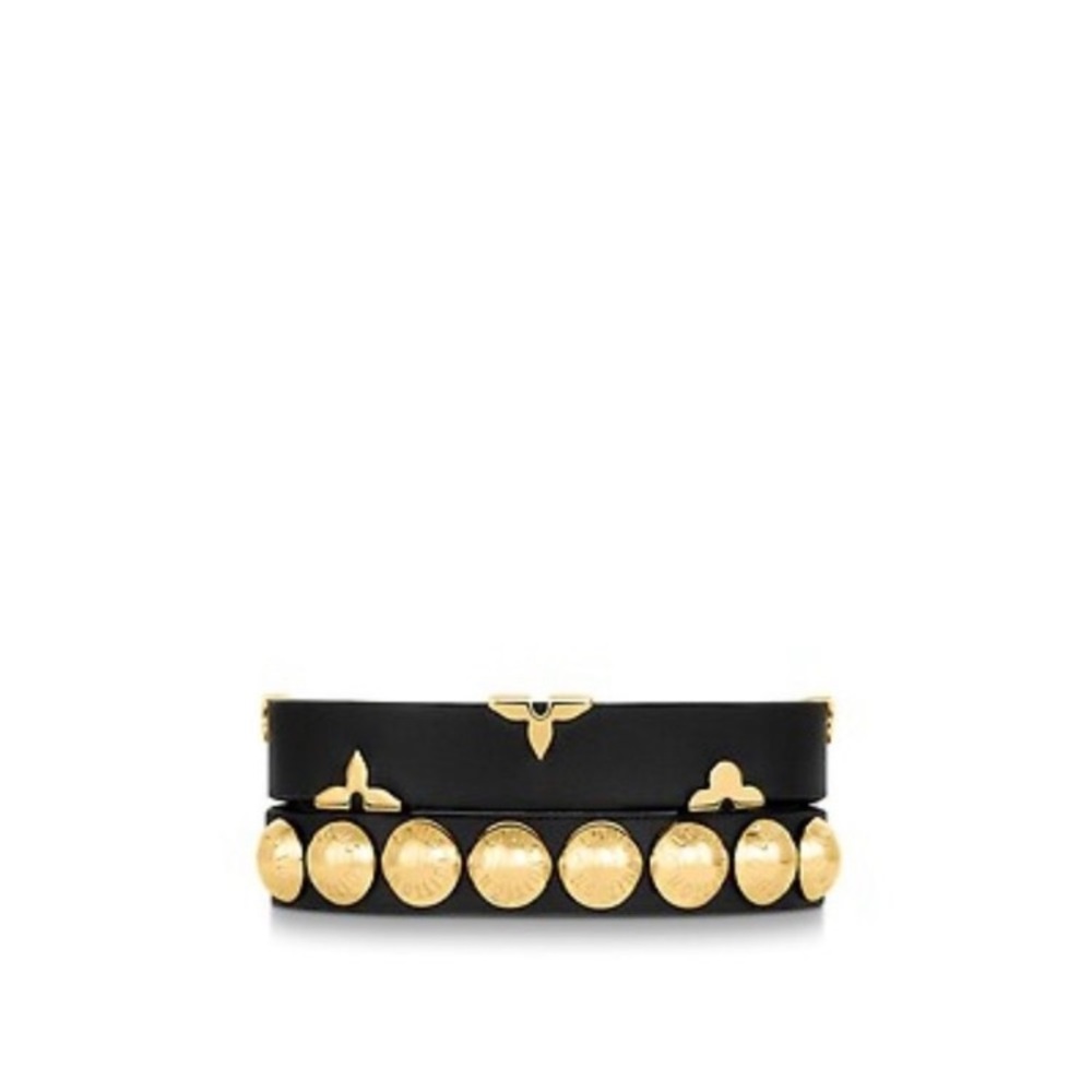 Louis Vuitton Women's Daily Monogram Studs Bracelet. Double leather wrapped.